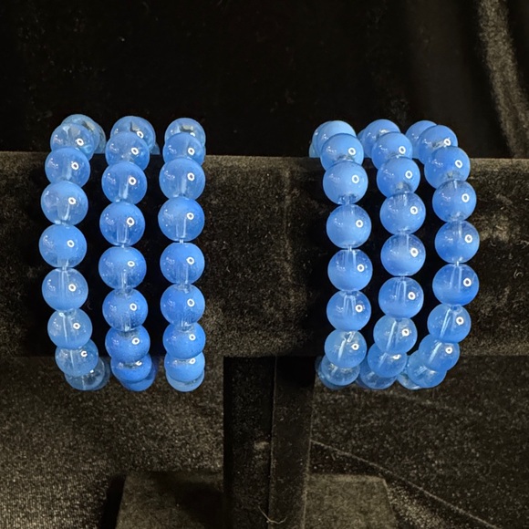 Jewelry - Elegant Blue Glass Beaded Bracelet Set